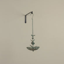 Load image into Gallery viewer, Aged Green Hanging Bird Feeder