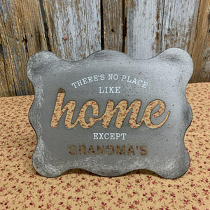 Home tabletop sign with cutout lettering