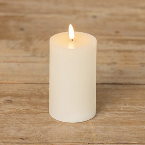 Cream Grooved 3D Flame Candle