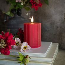 Load image into Gallery viewer, Red Groved 3D Flame Candle
