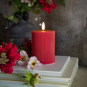 Red Groved 3D Flame Candle