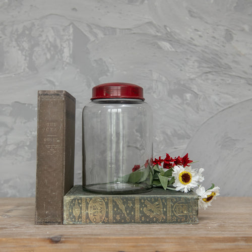 Glass Jar with Red Lid