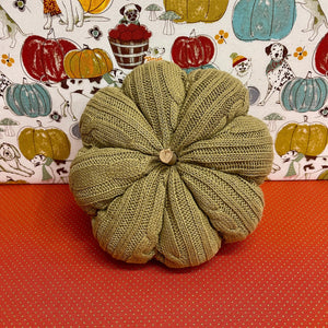 Soft, knit Sweater Pumpkin in sage.
