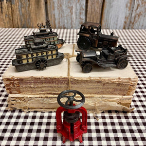 Vintage Pencil Sharpeners including Steamships, Car, Tractor and Water Valve.