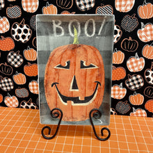 Load image into Gallery viewer, Halloween serving platter with a happy Jack O' Lantern and Boo!