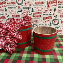 Load image into Gallery viewer, Red holiday barrel buckets with green band