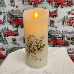 7 inch battery Christmas candy cane candle