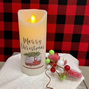 7 inch battery Christmas camper candle