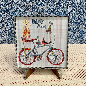 Birthday Framed Art print with bike design.