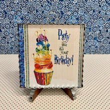 Load image into Gallery viewer, Birthday Framed Art print with cupcake design.