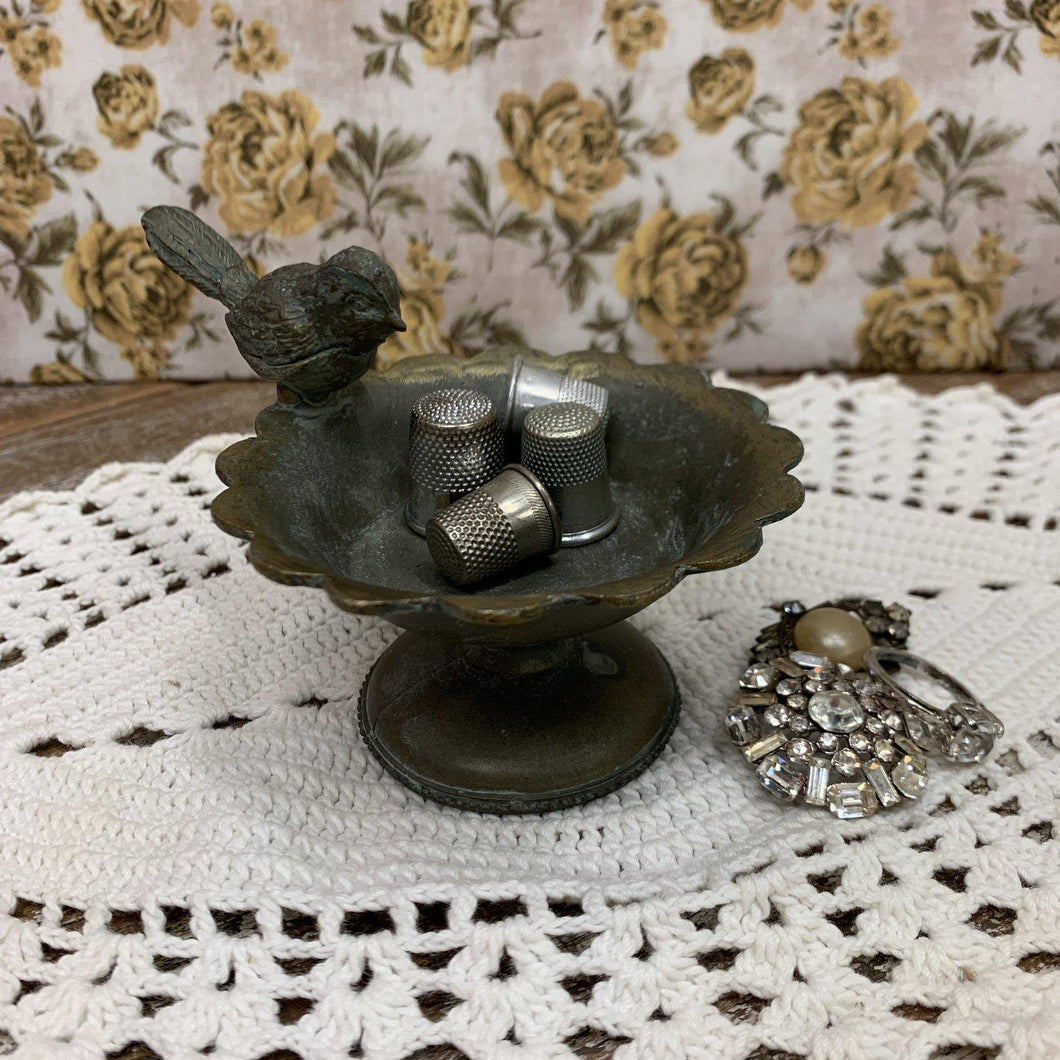 Brass Dish with Sweet Bird Accent