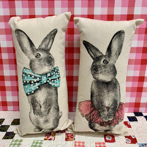 Bunny pillows with bowtie and tutu