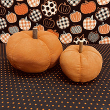 Load image into Gallery viewer, Canvas pumpkins in bright orange with realistic stems