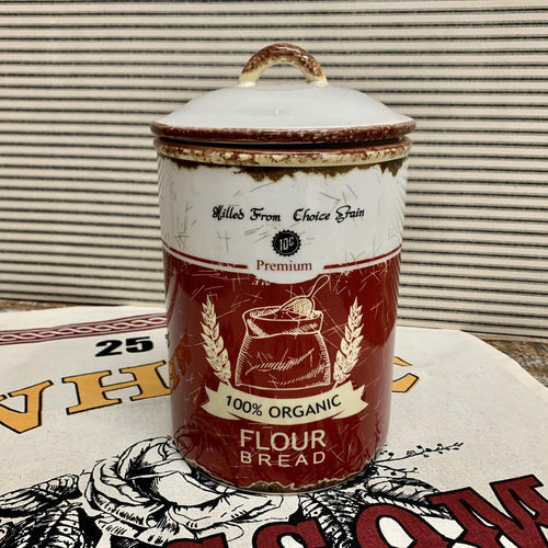 Retro style ceramic canister for flour with great color