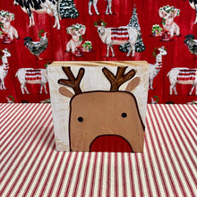 Load image into Gallery viewer, Christmas Art Block Sign with holiday reindeer design.