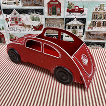 Load image into Gallery viewer, Bright red metal car with open top