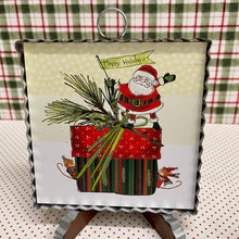 Load image into Gallery viewer, Whimsical Santa with mice Framed Art print.