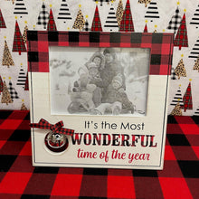 Load image into Gallery viewer, Christmas Picture frames with little silver bell and holiday message.