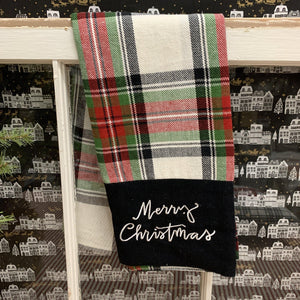 Plaid merry Christmas kitchen towel