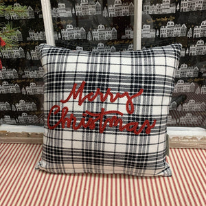 Black and red plaid Christmas pillow