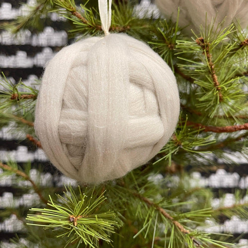 Soft Cream Yarn Ball for holiday decorating.