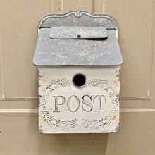Load image into Gallery viewer, Decorative metal mailbox with metal roof and scroll design