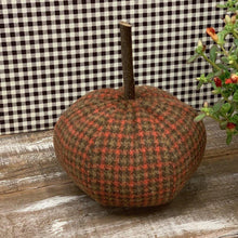 Load image into Gallery viewer, Small handmade pumpkin in fabric with wood stem