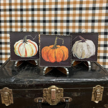 Load image into Gallery viewer, Fall framed art pumpkins in white, orange or stripe