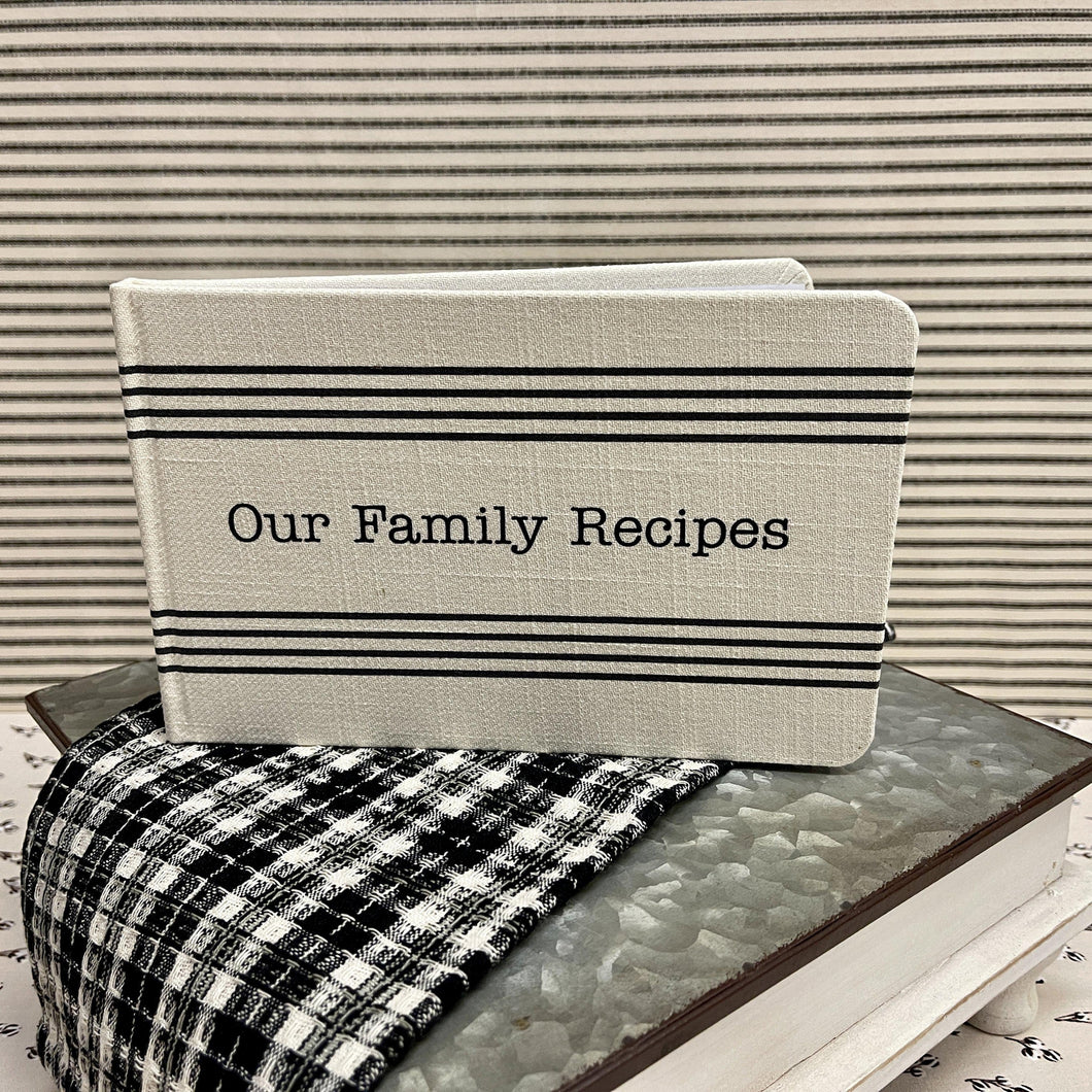 Family recipe keeper with fabric cover