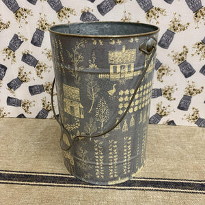 Large metal bucket with farmhouse design