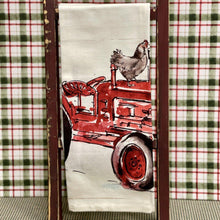 Load image into Gallery viewer, Tractor Christmas kitchen towel with chicken
