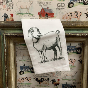 Farmhouse dish towel with Farrah the goat
