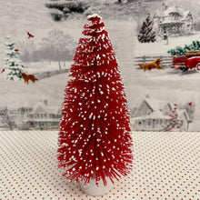 Load image into Gallery viewer, Large Red flocked Christmas Tree with snow tipped branches.
