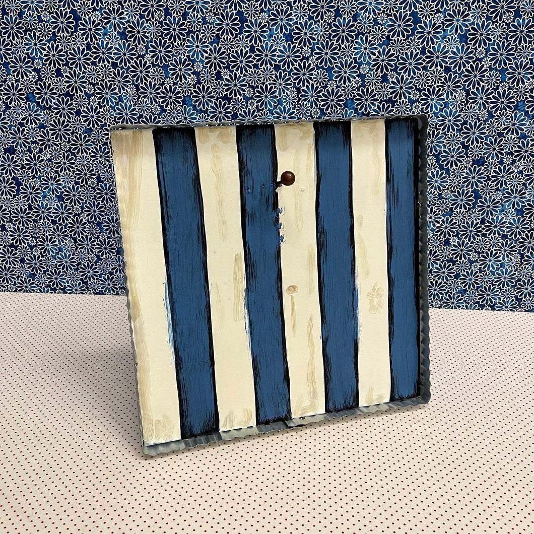 Blue and White Stripe Display Board for small Framed Art Prints.