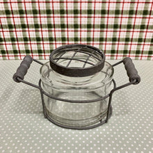 Load image into Gallery viewer, Glass flower jar with grid lid and metal holder