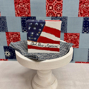 God Bless America Canvas Box Sign in red, white and blue.