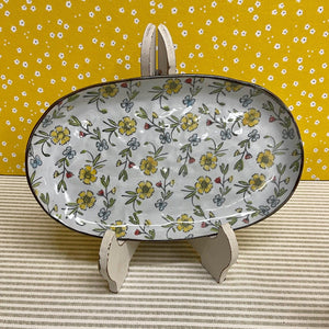Hand Painted Stoneware Serving Platter in a floral design.