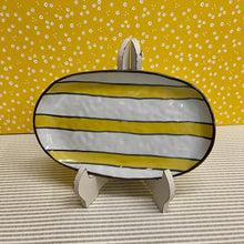 Load image into Gallery viewer, Hand Painted Stoneware Serving Platter in a stripe design.