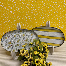 Load image into Gallery viewer, Hand Painted Stoneware Serving Platters in floral and stripe designs.