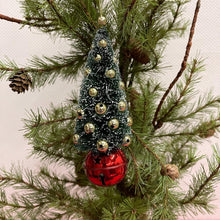 Load image into Gallery viewer, Red Jingle Bell Bottle Brush Ornament.