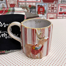 Load image into Gallery viewer, Reindeer Christmas Mug with holiday message inside