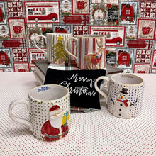 Load image into Gallery viewer, Jolly Christmas Themed Mugs with holiday message inside.