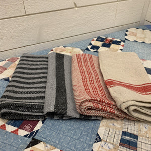  Cotton Kitchen Towels in reds and blues.