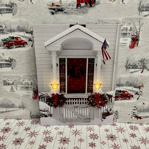 LED Christmas Canvas Prints with scenes of the holiday season.