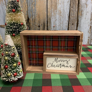 Wooden Merry Christmas sign with small box insert