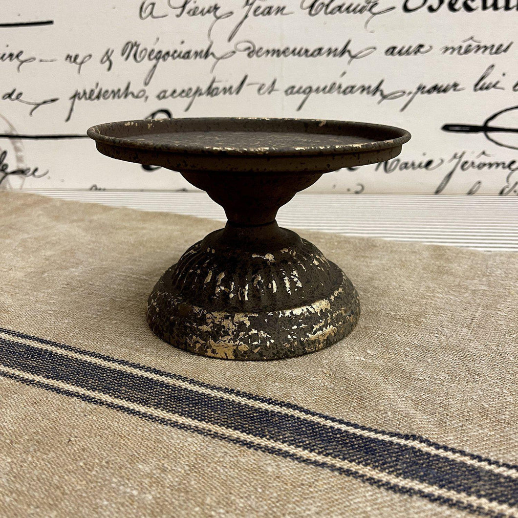 Small metal rustic pedestal candle stand