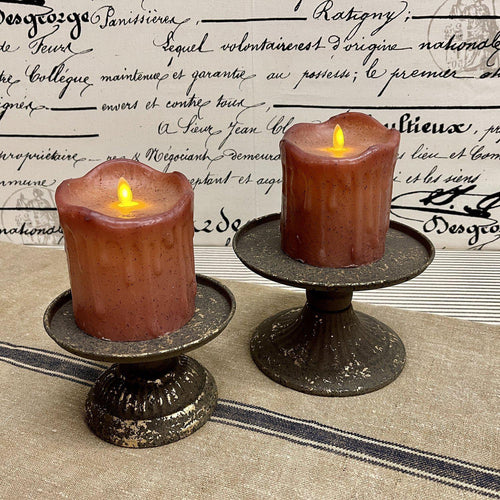 Metal rustic pedestal candle stands