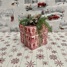 Load image into Gallery viewer, Small Glittered sweater inspired box with greenery and pinecones