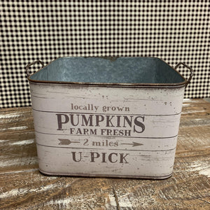 Pumpkin bucket in creamy white with farmhouse messages