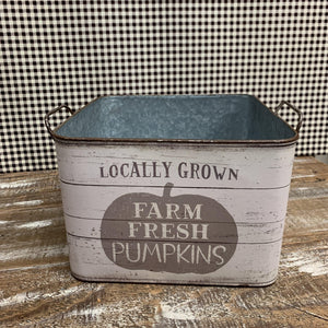 Pumpkin bucket in creamy white with farmhouse messages